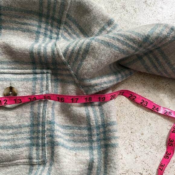 Madewell Boiled Wool Shirt-Jacket in Plaid Heather Lagoon - Picture 12 of 16